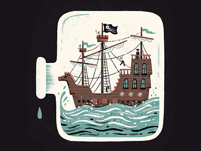 Sea Shanty bottle design illustration pirate sea shanty ship texture