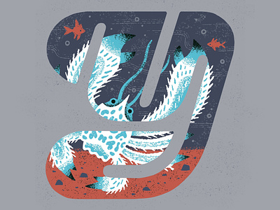 Letter Y 36daysoftype crab illustration letter procreate texture type undersea yeti crab