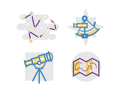 Navigation Icons constellations icons map navigation sextant stars telescope