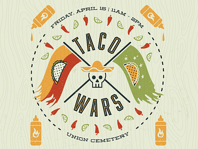 Taco Wars flag hot sauce lime logo pepper salsa skull tacos vector wars