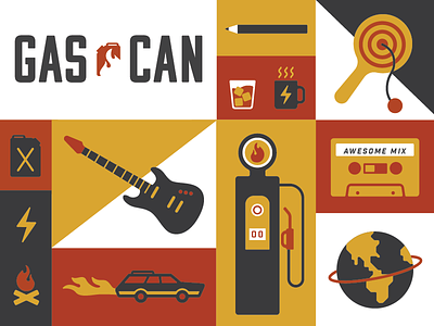 Gas Can gas can gas pump guitar icons illustration mixtape station wagon