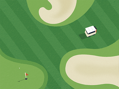 Quiet Course cart course golf grass green hole illustration quiet sand texture trap