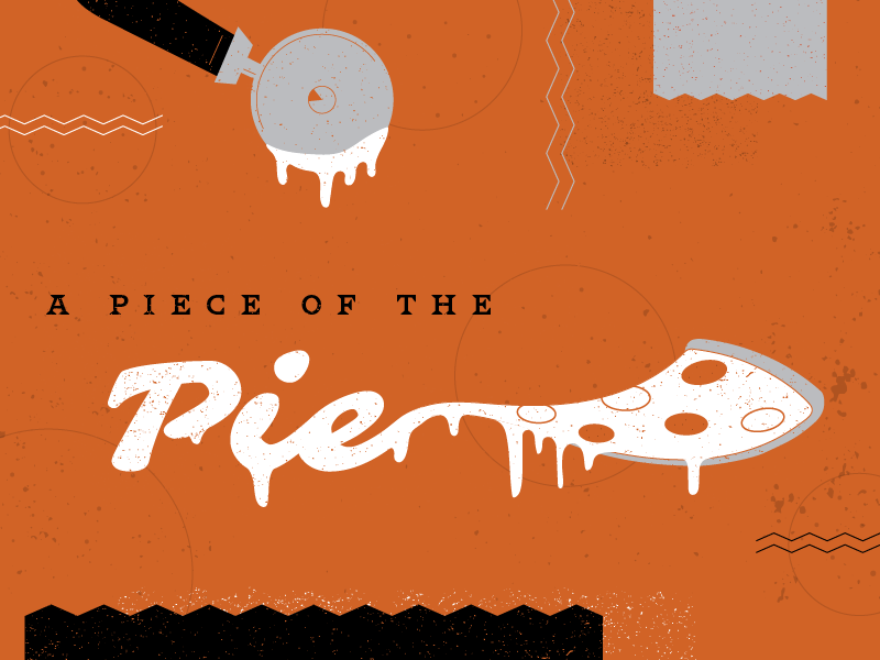 Cheesy typography design illustration pie pizza