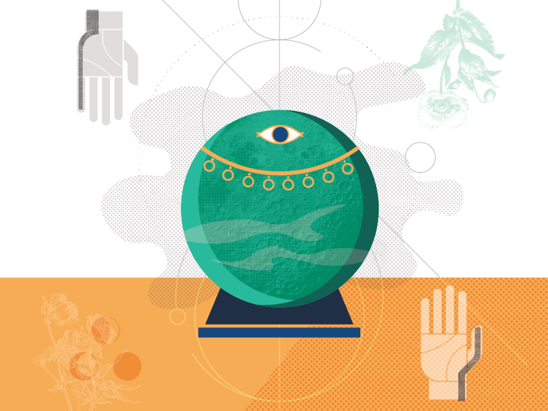 Crystal Ball gypsy floral hands crystal ball vector illustration