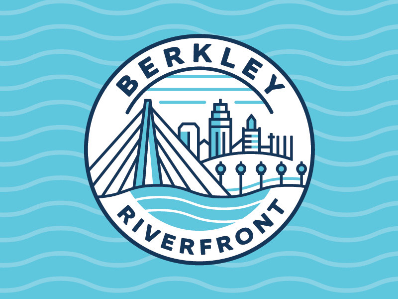 Berkley Riverfront Logo illustration missouri kansas city city bridge river logo