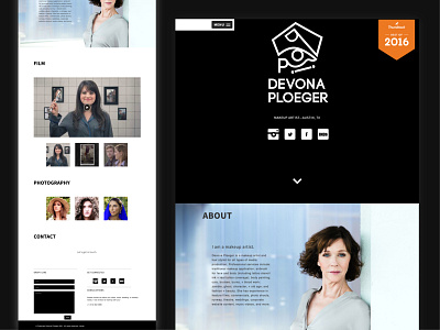 Devona Ploeger Portfolio Site design home page landing page logo makeup artist ui ux vector