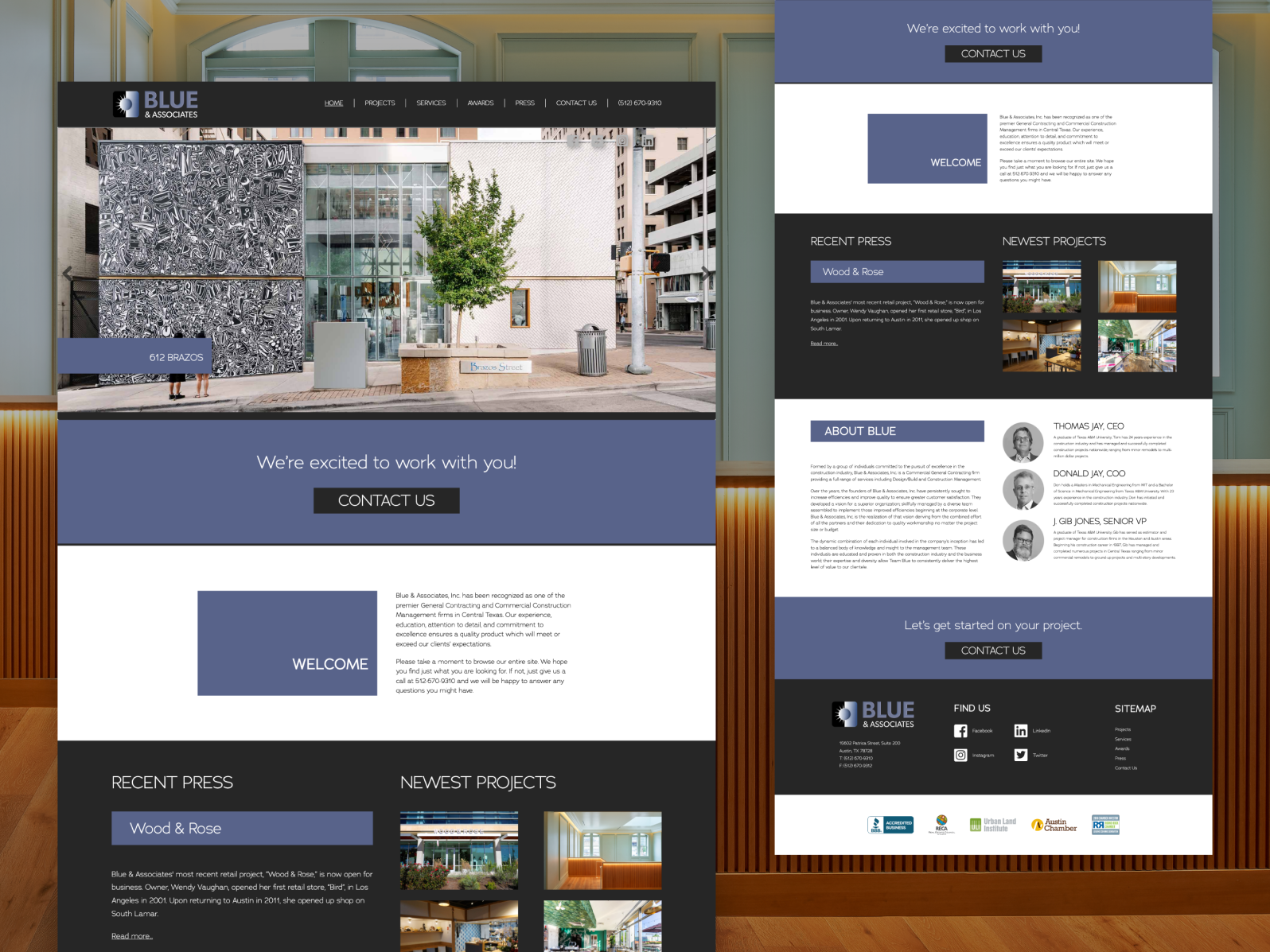 Blue Construction Home Page by Keith Manlove for Invenio on Dribbble