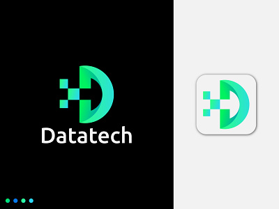 D letter mark logo, Tech icon logo, Modern logo