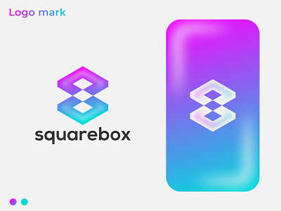 Modern S + Box logo design, Squarebox logo, Logos