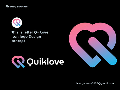 Letter Q + Love icon Logo design, Modern Logo