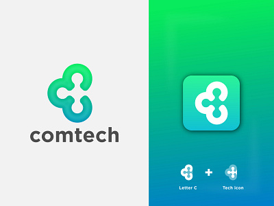 Letter C + Tech icon Logo design concept