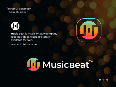 Music Beat Logo, Play Logo brand business company logo design headphone icon iconic logo logogrid logos modern music music beat music company music logo play play icon play logo startup music tone