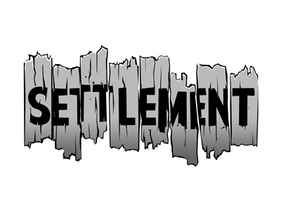 Settlement logo comic design illustration