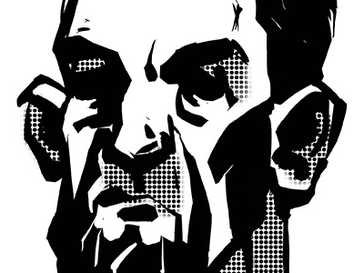 Mean Mugging black and white character design digital inking illustration