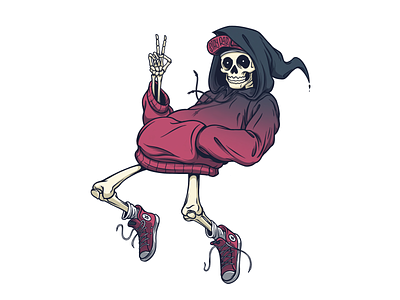 Stay Rad chill converse cool death float hoodie illustration peace rad reaper skater skeleton skull vibes