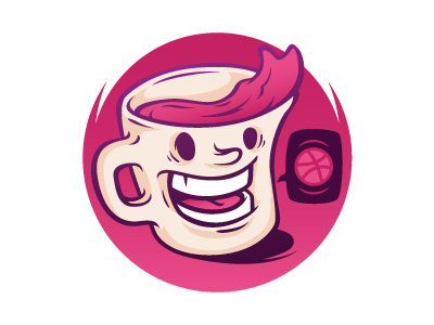 Hello Dribbble coffee cup debut dribbble energy first shot illustration vector