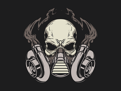 Turbo Skull automotive boost gas illustration mask skull smoke turbo