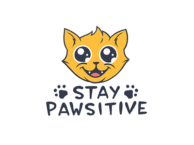 Stay Pawsitive cartoon cat cute encouragement kitty positive smile
