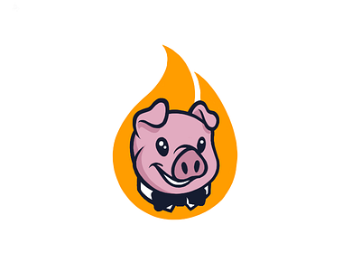 Fancy Pig bbq bow cartoon cute fire pig tie tux