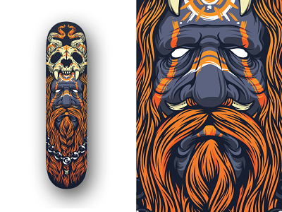 Shaman Deck beard bone cougar deck face magic old paint shaman skateboard skull tribal