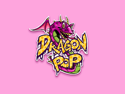 DragonPOP design dragon dragonfruit illustrator lines logo popsicle