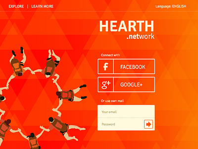 Login to my hearth – fronpage button connect facebook gift economy google hearth.net input log in register sign up text area