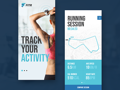 Not another fitness app design activity app application blue design fitness mobile running