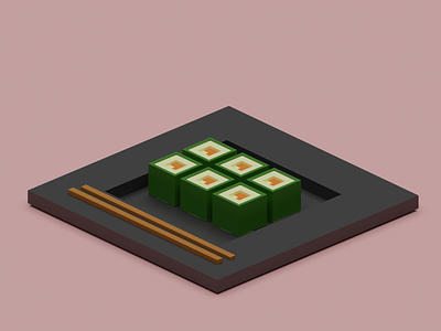 Sushi plate 3d blender sushi