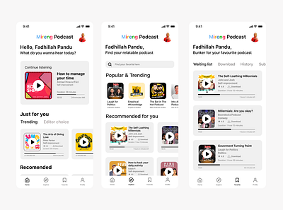 "Mireng" Design Podcast App Pt. II app apps design figma graphic design podcast ui uidesign ux uxdesign