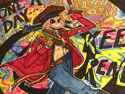 "One a day keeps reality away!" 2d drawing bright colors copic copic markers drawing fallout fallout four fallout hancock hancock illustration marker illustration traditional art trippy trippy aesthetic video game fanart