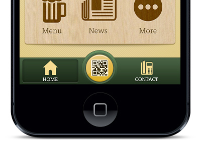 Irish Tavern iPhone App Design app green ios iphone irish mockup qr wood