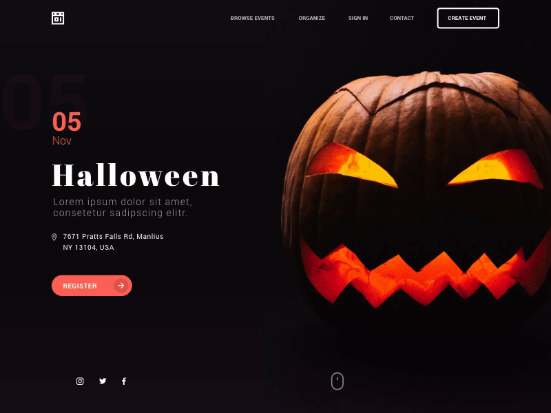 Halloween Party adobe xd animation challange design halloween minimal typography ui ux web website xddailychallenge