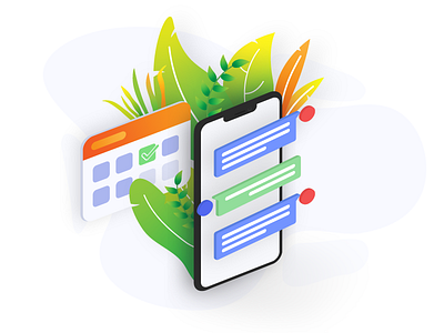 Turn buyer leads into appointments using texting appointment callendar clean design illustration iphone isometric minimal sms ui vector website