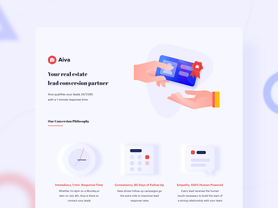 Aiva - Your real estate lead conversion partner adobe xd agent aiva branding clean converter design flat icon set illustration interface logo minimal realestate search typography ui vector web website