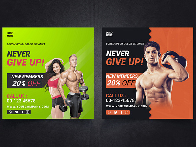 Social Media Gym Post. Banner Template Design.