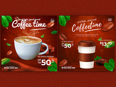 Social Media Coffee Post. Banner Template Design banner pack branding coffee drink poster facebook post graphic design instagram postfacebook post social media pos