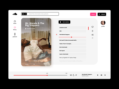 Design concept of a streaming service branding design music player service soundcloud stream ui ux web