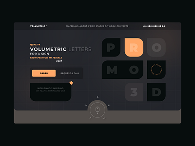 Volumetric letters dark design figma landing lp ui ux web