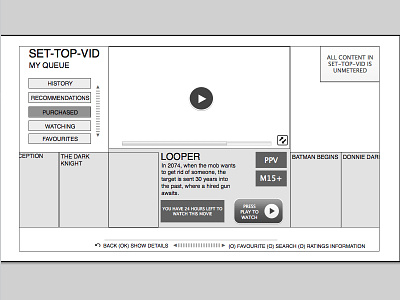 Interface for set-top box video product