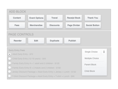 Form builder for fundraiser event platform