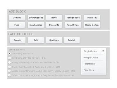 Form builder for fundraiser event platform sketch wireframe