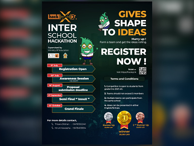 Inter school hackathon Registration poster design branding business card design graphic design illustration psd ui
