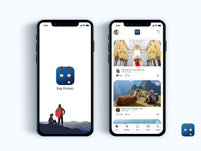 Bag Packers clean app iphone iphone app social tourism tourist trip ui ux white