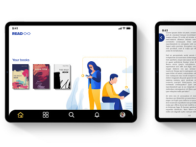 Read Book app book illustration interaction design ipad library read simple design ui ux