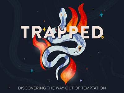 Trapped bible branding church church resources fire flame illustration logo ministry sermon art sermon branding sermon series snake tempatation vector