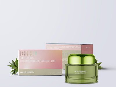 Oasis Glow box design cosmetics glow gradiant green holographic jar makeup package design packaging pink