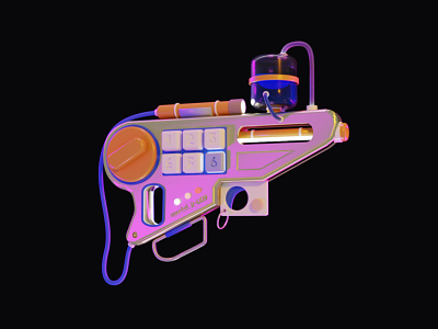 Sci-fi gun 2048 3d blender c4d cyber design firearm gun illustration pistol render sci fi science fiction science fiction shoot space typography weapon