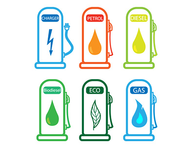 Colored design of gas stations vector