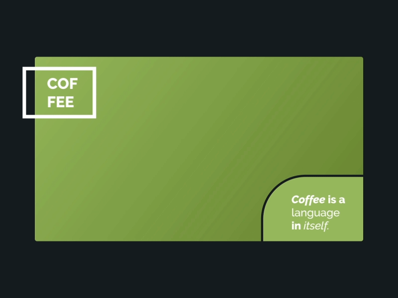Coffee animated animation coffee design dynamic gif green slide text title typography