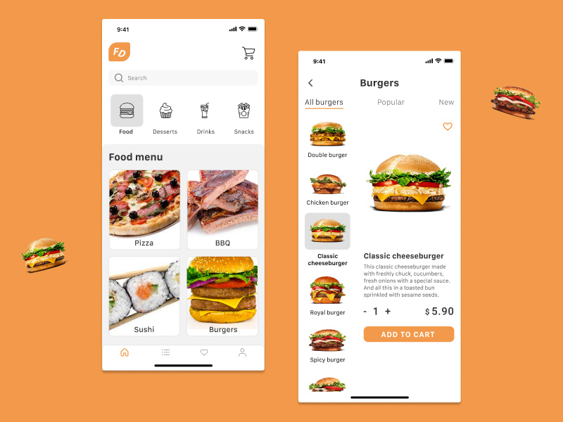 Concept of Food delivery app by Aksana Klempach on Dribbble